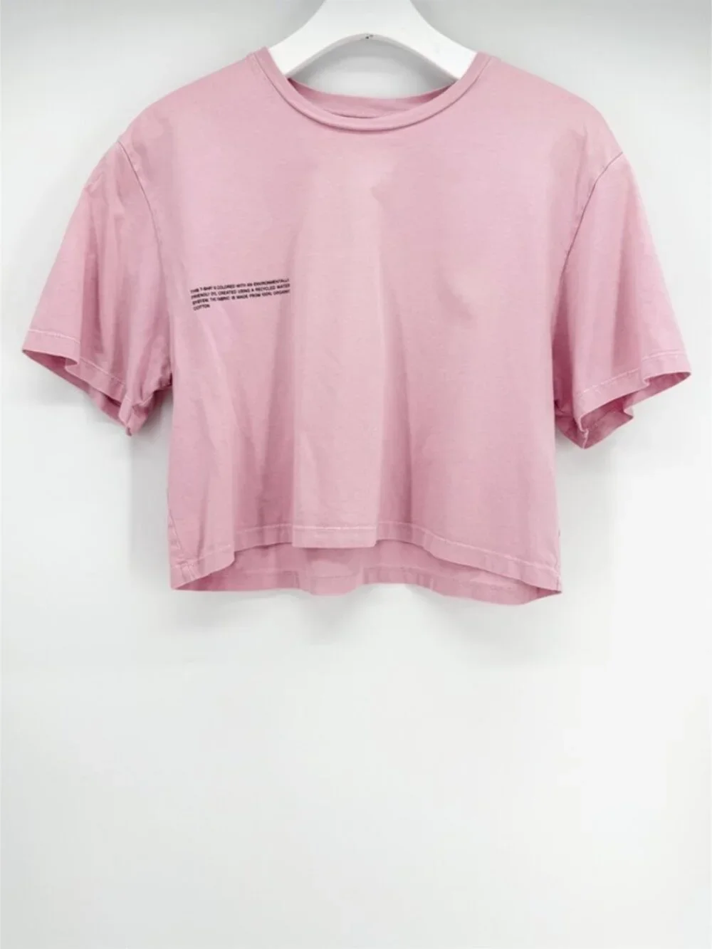Pangaia Crew Neck Short Sleeve Crop Top Pink S - Picture 2 of 8